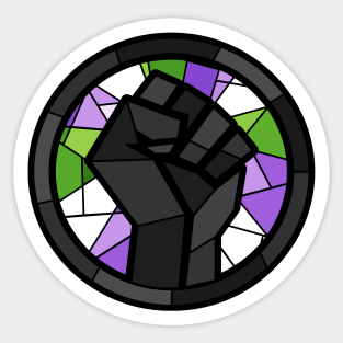 BLM Stained Glass Fist (Genderqueer) Sticker